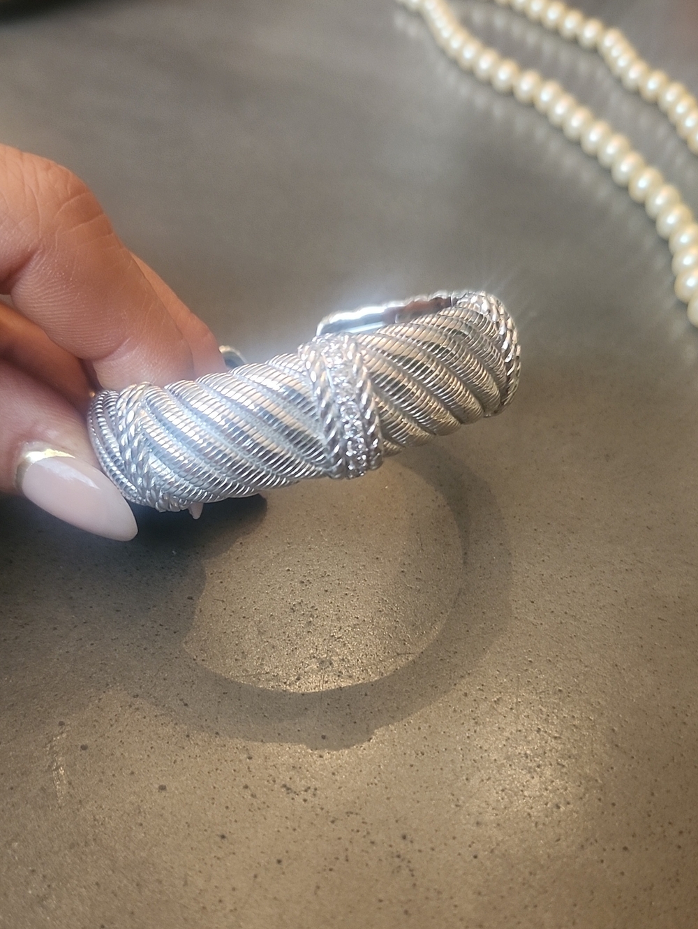 Judith Ripka Silver-Tone Twisted Rope Cuff Bracelet